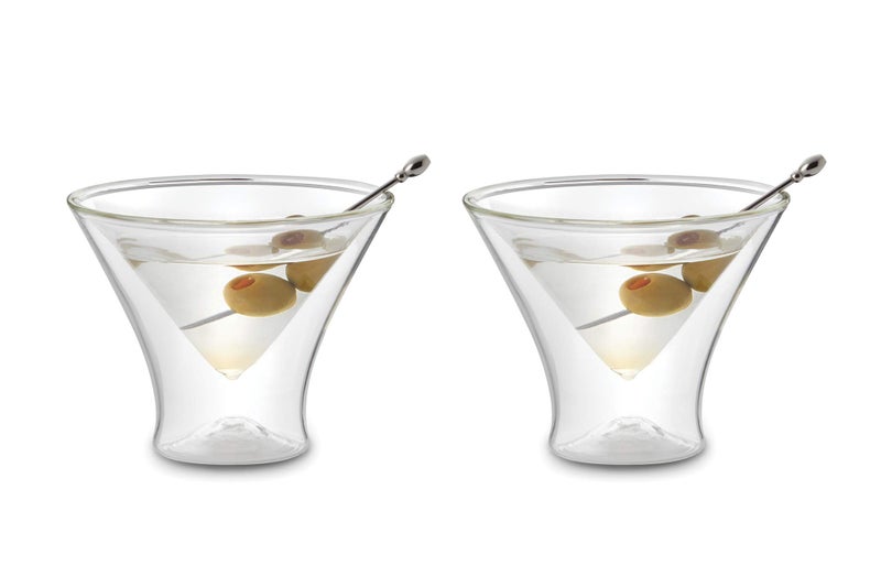Outset Double Wall Glasses, Martini Glasses, Set of 2, Borosilicate Glassware - Image 3